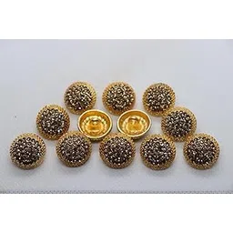 The Design Cart Dark Golden Fancy Golden Stone Studded Fancy Metal Button for Garment, Kurta & Sherwani, Jodhpuri Coat, Bandhgala Suits and Nehru Jacket. Pack of 100 Pieces, Size 30Lmm-picture-52