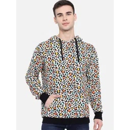 The Dry State Men White & Black Printed Fleece Hooded Sweatshirt-picture-15