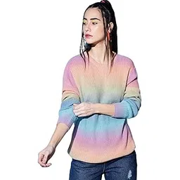 the dry state Polyester Colourblocked Casual Round Neck Regular Fit Full Sleeves Multicolor Pullover For Women, XL-picture-46