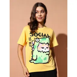 The Dry State Women Printed Monochrome Applique T-shirt-picture-10