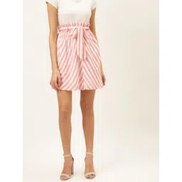 The Dry State Women White & Pink Striped A-Line Skirt-picture-23