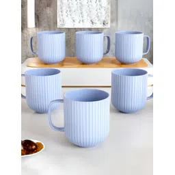 The Earth Store Blue 6 Pcs Printed Microwave Safe Glossy Finish Ceramic Mugs 330 ml Each-picture-13