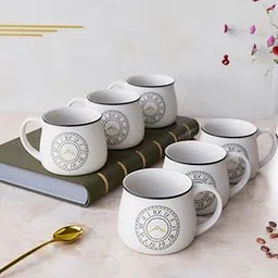 The Earth Store Cup O'clock Tea Cup Set of 6-200ml Each Capacity | Clock Print | Microwave and Dishwasher Safe Ceramic Tea Cup Ideal for Home, Office, Parties, Birthday Gift Chai Cups-picture-21