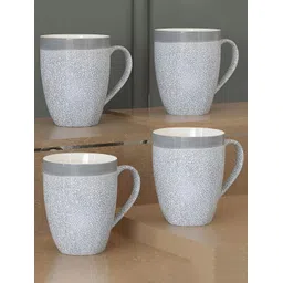 The Earth Store Grey 4 Ps Printed Microwave Safe Glossy Finish Ceramic Mugs 280 ml Each-picture-16
