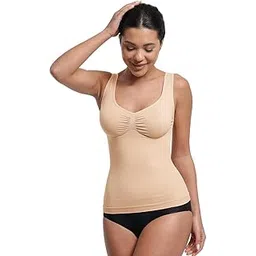 the edit Shop Women's Shaping Tank Top with Bust Support – Waist & Abdomen Control Camisole with Wide Straps, Seamless Compression Shapewear for Smoothing Under Clothes-picture-55