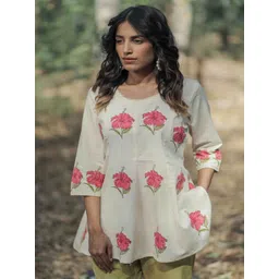 The epicstyle Women Floral Printed Pure Cotton Tunics-picture-14