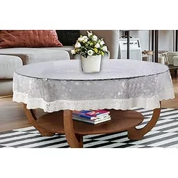 The Furnishing Tree Round Shaped Center 3D Designed Table Cover WxL 30x30 inches with White Lace-picture-12