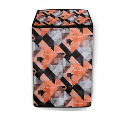 The Furnishing Tree Black & Peach Printed Plastic Washing Machine Cover-picture-38