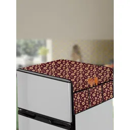 The Furnishing Tree Coffee Brown Printed Side Storage Fridge Cover-picture-32