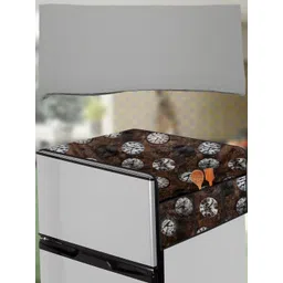 The Furnishing Tree Coffee Brown Printed Side Storage Fridge Cover-picture-30