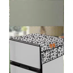 The Furnishing Tree Grey Floral Printed Plastic Compatible Refrigerator Cover-picture-10