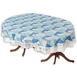 The Furnishing Tree Oval Shaped WxL 54x78 Inch 4 Seater Table Cover Surface Pattern Blue, Waterproof PVC-picture-13