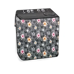 The Furnishing Tree Washing Machine Cover Floral Grey Compatible for Samsung 7 Kg Semi-Automatic To image 1