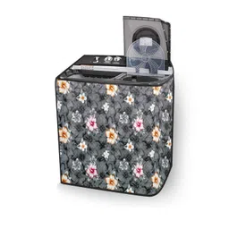 The Furnishing Tree Washing Machine Cover Floral Grey Compatible for Samsung 7 Kg Semi-Automatic To image 5