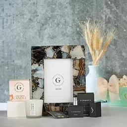 The Gift Studio Personalised Grey Agate Photo Frame Gift Set – Includes Fernweh Dense EDP for Men 20ml, Shot Jar Candle 14 Hrs & Small Mint Tray 10x10x5 in | Perfect Customisable Gift for Him & Home Décor-picture-36