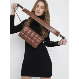 THE GUSTO Coffee Brown Quilted Small Sling Handbag-picture-19