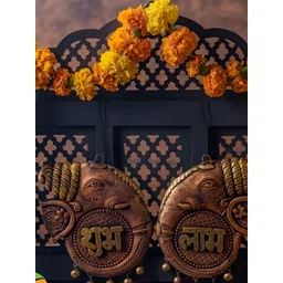 The handicraftian 2Pcs Red & Yellow Textured Trunk Subh Labh Set-picture-37