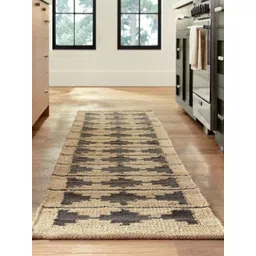 THE HANDMADE FLAIR Beige & Black Self-Design Jute Floor Carpet-picture-23