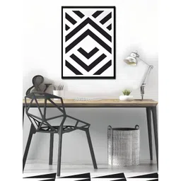 THE HANDMADE FLAIR Black & White Minimalist Geometric Line Wall Art-picture-35