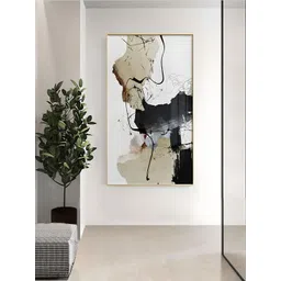 THE HANDMADE FLAIR Crystal Porcelain Black & Grey Abstract Painting Wall Art-picture-34