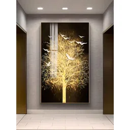 THE HANDMADE FLAIR Crystal Porcelain Gold Toned Tree Framed Wall Art-picture-34