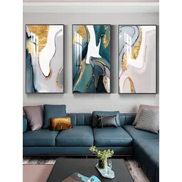 THE HANDMADE FLAIR Crystal Porcelain Grey & White Abstract Flowing Liquid Wall Art-picture-21