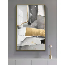 THE HANDMADE FLAIR Grey & Golden Elements Abstract Painting Wall Art-picture-28