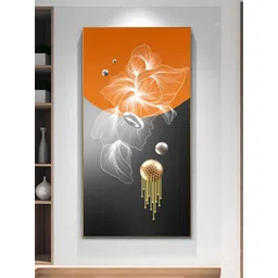 THE HANDMADE FLAIR Grey & Orange Abstract Wooden Wall Art-picture-20
