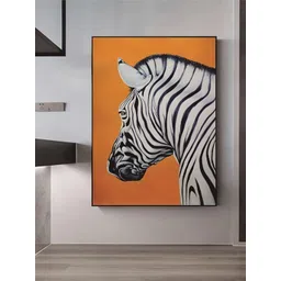 THE HANDMADE FLAIR Orange & White Zebra Printed Framed Wall Art-picture-11