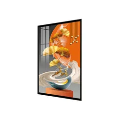 THE HANDMADE FLAIR Orange Printed Framed Wall Art image 3