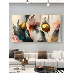 THE HANDMADE FLAIR Pink & Green Floral and Botanical Wooden Paintings Wall Art-picture-14