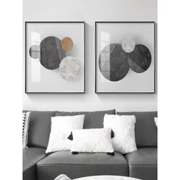 THE HANDMADE FLAIR White & Grey 2-Pcs Printed Framed Wall Art-picture-24
