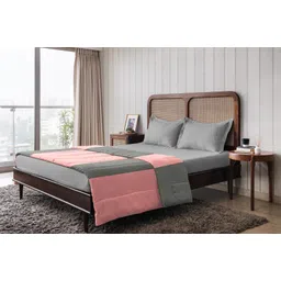 The Happy Pod Pink & Grey Striped Microfiber AC Room 150 GSM Double Bed Comforter-picture-21