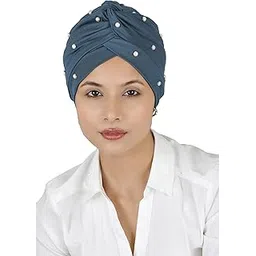 the headscarves Skin Friendly Bamboo Viscose Woman's Solid Beanies Turban with Mother of Pearls for Cancer Chemo Hair Loss (SS236_Multicolor)-picture-18