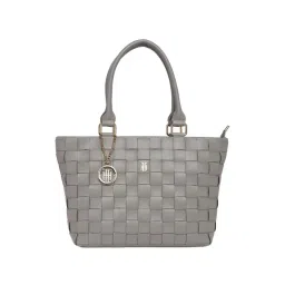 THE HOLISTIK Emira Grey Textured Medium Tote Handbag image 1