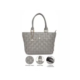 THE HOLISTIK Emira Grey Textured Medium Tote Handbag image 4