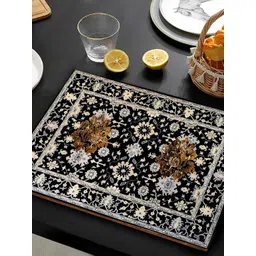 THE HOME CO. Blue &  Gold Toned Ethnic Motifs Printed Rectangle Table Placemat-image-47