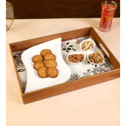 the home co. Border Black White & Gold MDF Wood Rectangle Serving Trays-picture-37