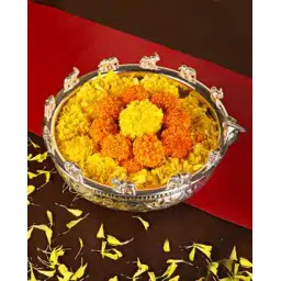 the home co Brass Silver-Plated Elephant Urli - 8"-picture-12