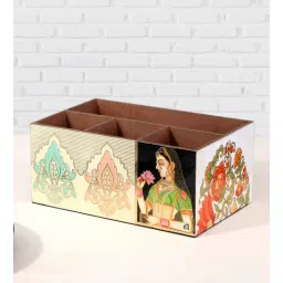 the home co. Cream & Gold Mdf Wood Rectangle 1 Pcs Cutlery Holder-picture-21