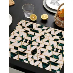 THE HOME CO. Green & Gold Toned Geometric Printed Rectangle Table Placemat-image-17