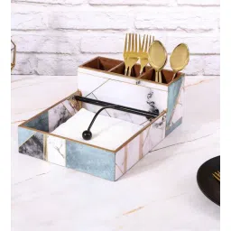 the home co. Grey & Gold MDF Wood New Onyx Cutlery Tissue Holder-picture-32