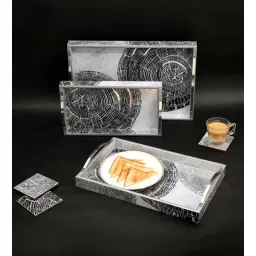 the home co. Grey & Gold MDF Wood Spiral (Set of 3) Serving Tray-picture-32