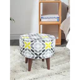 THE HOME CO. Grey & White Geometric Sitting Pouffe Ottoman-picture-41