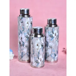 THE HOME CO. Grey & White Set of 3 Stainless Steel Printed Water Bottle-picture-24