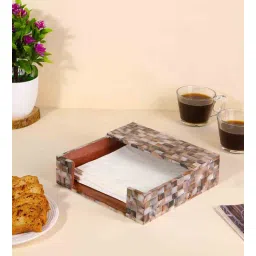 the home co. Monther of Pearl Brown Wood Tissue Holder-picture-20