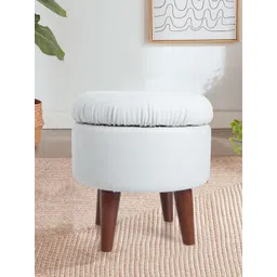 THE HOME CO. White 2 Pieces Wooden Legs Ottoman-picture-13