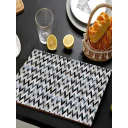 THE HOME CO.  White & Black Geometric Printed Rectangle Table Placemat-picture-39