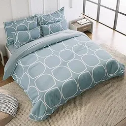 The Home Style Super Soft Glace Cotton King Size Ac Comforter Ll Blanket Ll Duvet With 1 King Size Elastic Fitted Bedsheet 72"X78"" & 2 Pillow Cover Ii 300 Tc, (4 Piece Bedding Set,Cadet Grey)-picture-14