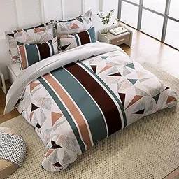Super Soft Glace Cotton King Size AC Comforter ll Blanket ll Duvet with 1 King Size Elastic Fitted Bedsheet 72"x78" Inch and 2 Pillow Cover II 300 TC, (Mosaic Abstract)-image-14